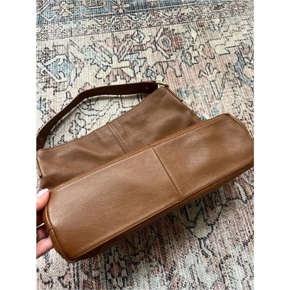 KOOBA Pebbled Leather Hobo Bag Luggage Brown Genuine Leather Purse